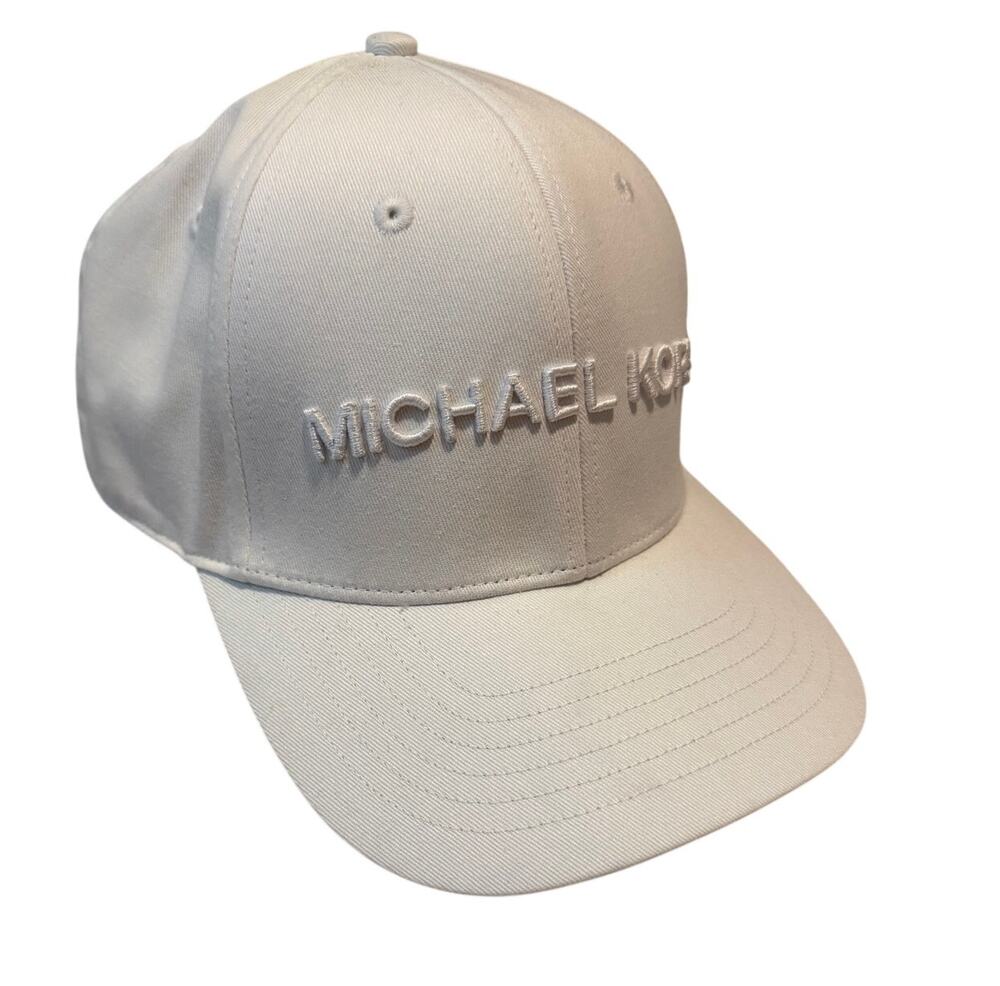 NWT Michael Kors White Embroidered Logo Baseball Cap Hat Adjustable Cap